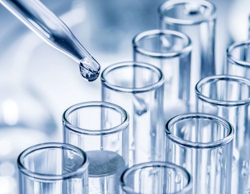 Different laboratory beakers and glassware.